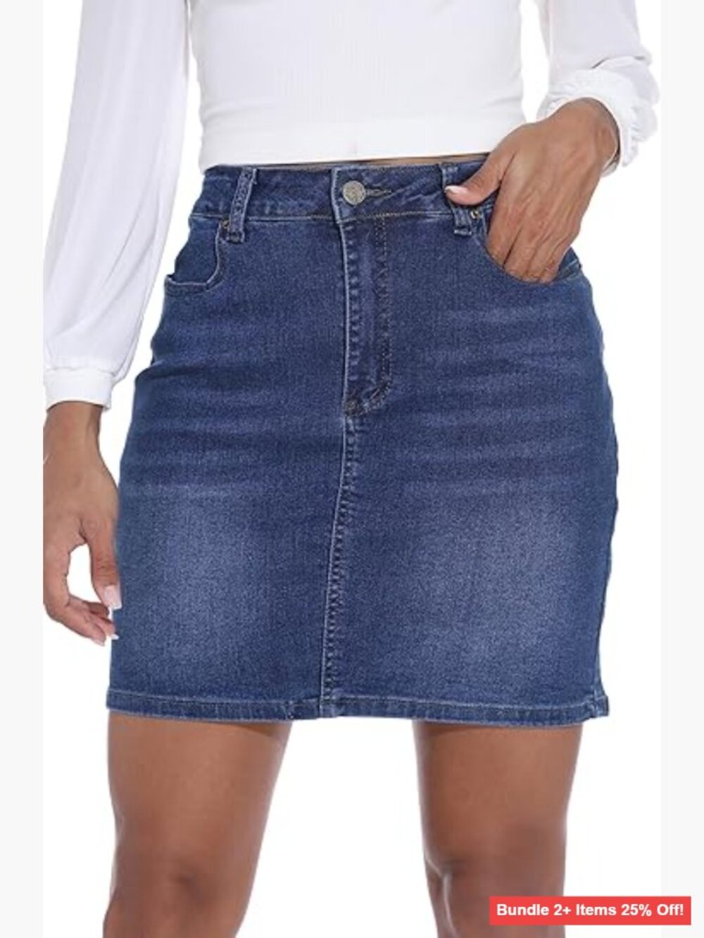 High Waisted Denim Pencil Skirt Stretch Mini Size Large